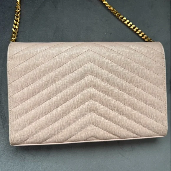 Yves Saint Laurent Cassandre Monogram Bag Blush Pink with Gold wallet on chain - Picture 14 of 15